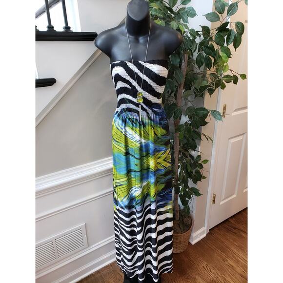 Club Z Collection Long Maxi Dress Women's Medium Multicolor Off The Shoulder - Picture 1 of 11